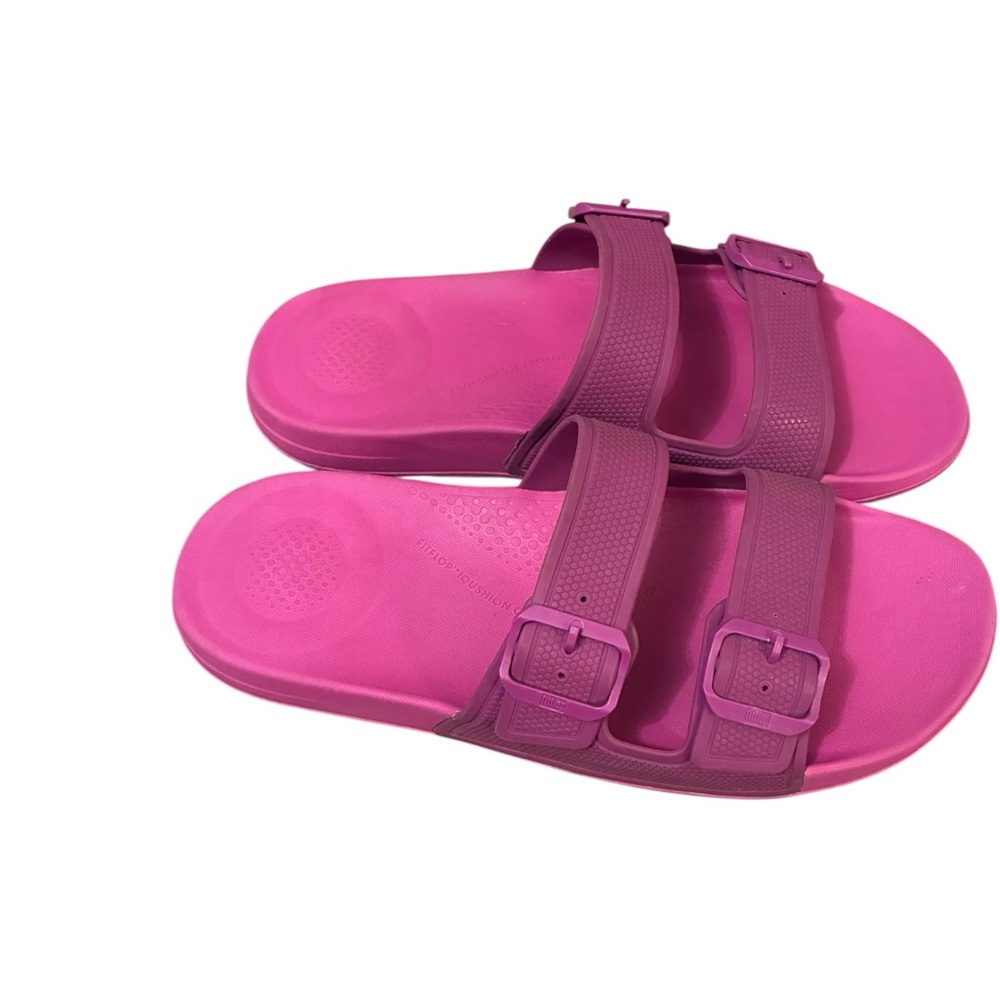 🌸 FitFlop iQushion™ Two-Bar Buckle Slides in Berry Pink Size 43 US Size 11/12 🌸 - Picture 4 of 6